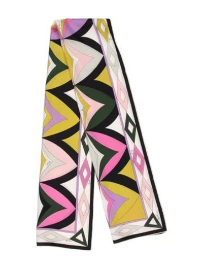 Pre-owned Pucci Silk Printed Scarf In White