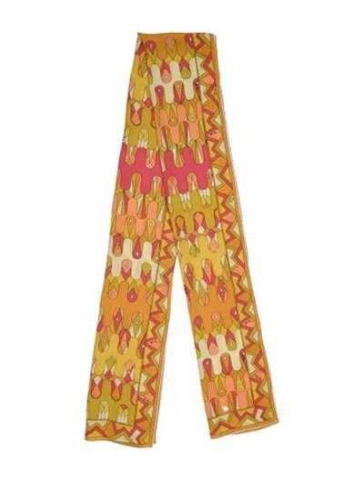 Pre-owned Pucci Silk Printed Scarf In Yellow