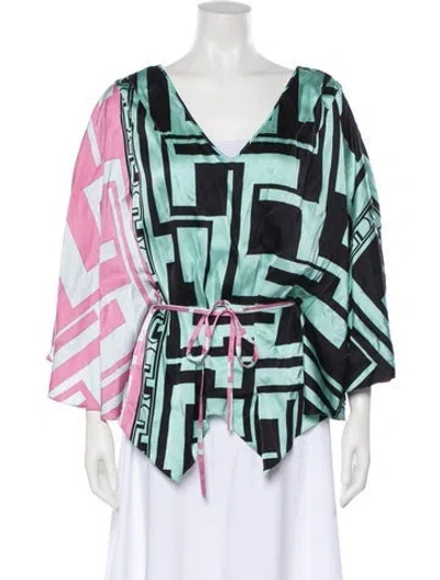 Pre-owned Pucci Silk Printed Shawl In Green