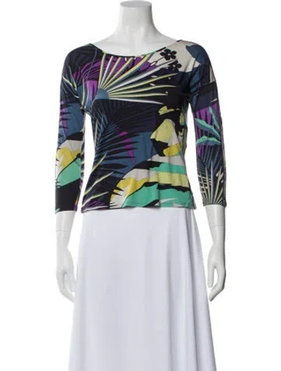 Pre-owned Pucci Silk Printed Sweater In Blue