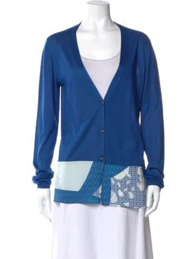 Pre-owned Pucci Silk Printed Sweater In Blue