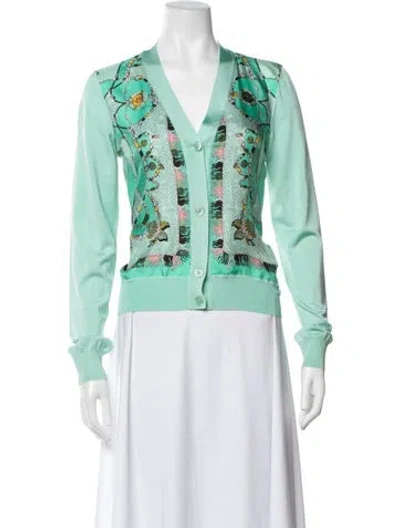 Pre-owned Pucci Silk Printed Sweater In Green