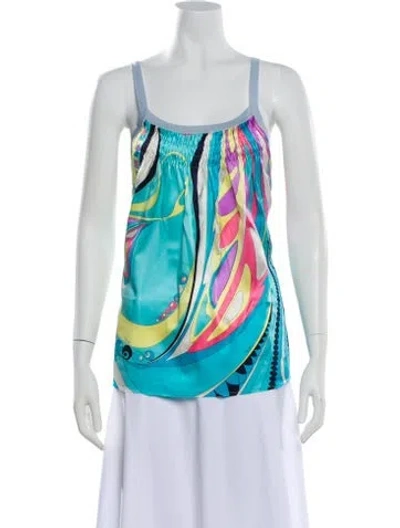 Pre-owned Pucci Silk Printed Top In Blue