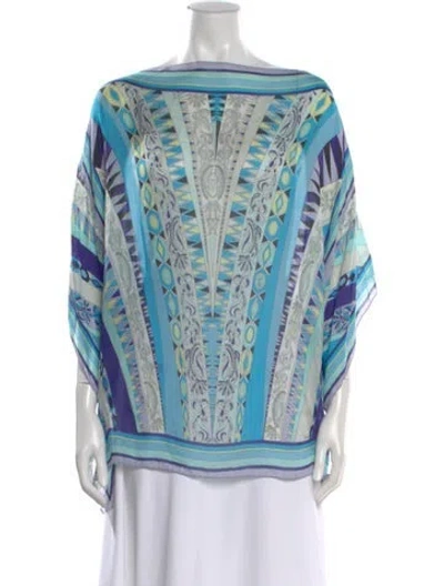 Pre-owned Pucci Silk Printed Top In Blue