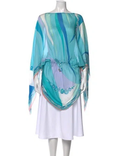Pre-owned Pucci Silk Printed Top In Blue
