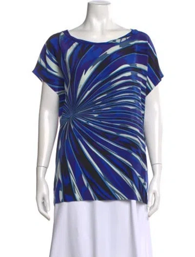 Pre-owned Pucci Silk Printed Top In Blue