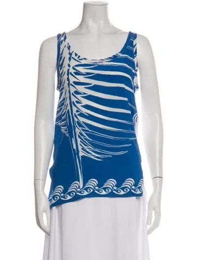 Pre-owned Pucci Silk Printed Top In Blue