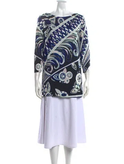 Pre-owned Pucci Silk Printed Top In Blue