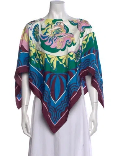Pre-owned Pucci Silk Printed Top In Blue