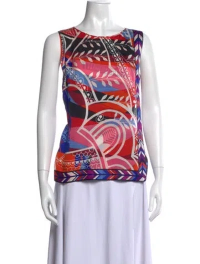 Pre-owned Pucci Silk Printed Top In Blue