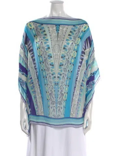 Pre-owned Pucci Silk Printed Top In Blue