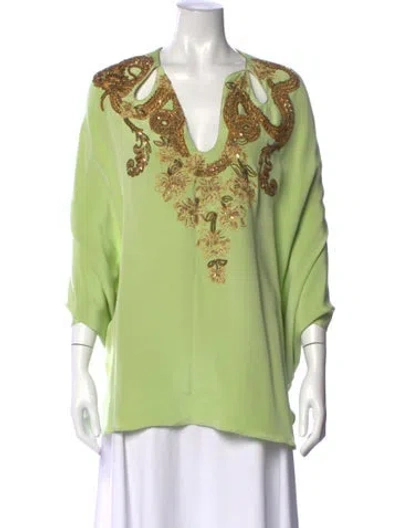 Pre-owned Pucci Silk Printed Top In Green
