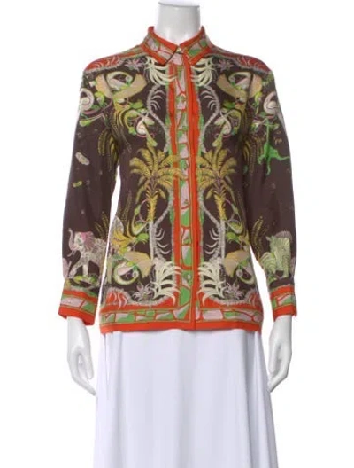 Pre-owned Pucci Silk Printed Top In Multi