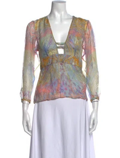 Pre-owned Pucci Silk Printed Top In Multicolor