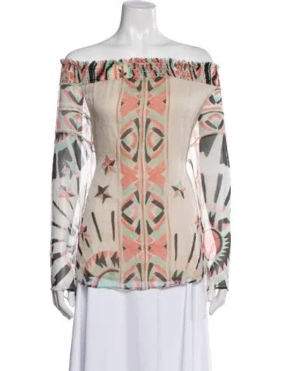 Pre-owned Pucci Silk Printed Top In Neutral