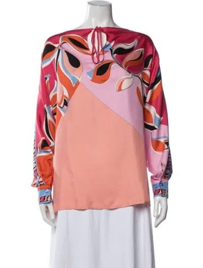 Pre-owned Pucci Silk Printed Top In Pink