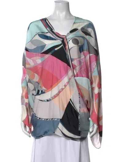 Pre-owned Pucci Silk Printed Top In Pink