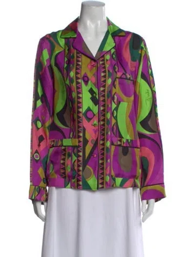 Pre-owned Pucci Silk Printed Top In Purple