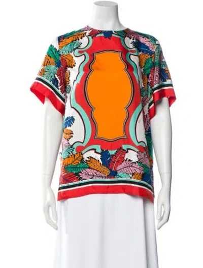 Pre-owned Pucci Silk Printed Top W/ Tags In White