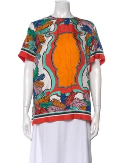 Pre-owned Pucci Silk Printed Top W/ Tags In White