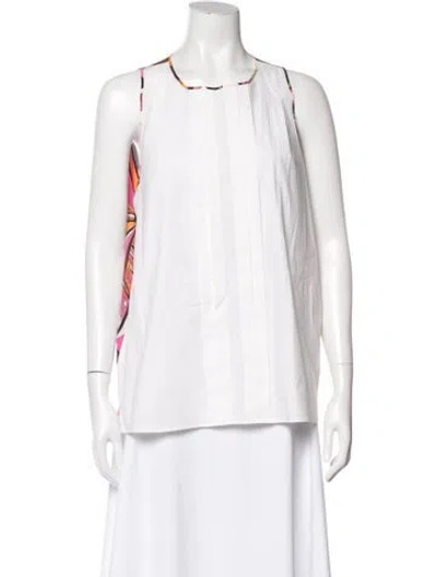 Pre-owned Pucci Silk Printed Top W/ Tags In White