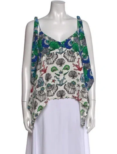Pre-owned Pucci Silk Printed Top In White