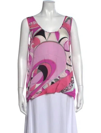 Pre-owned Pucci Silk Printed Top In White