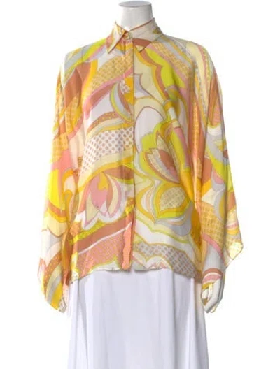 Pre-owned Pucci Silk Printed Top In Yellow
