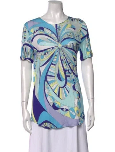 Pre-owned Pucci Silk Printed T-shirt In Blue