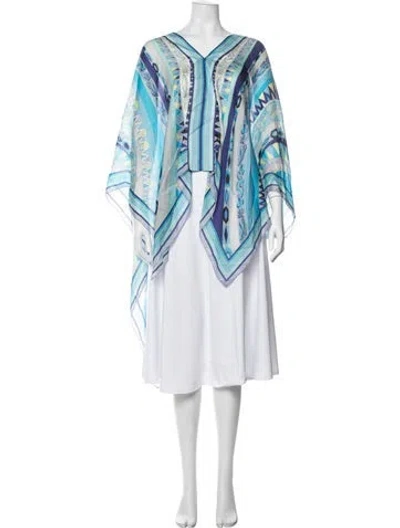 Pre-owned Pucci Silk Printed Tunic In Blue