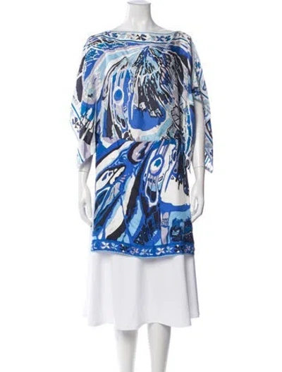 Pre-owned Pucci Silk Printed Tunic In White