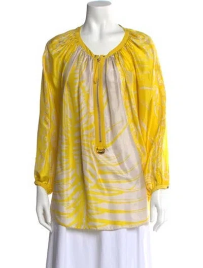 Pre-owned Pucci Silk Printed Tunic In Yellow