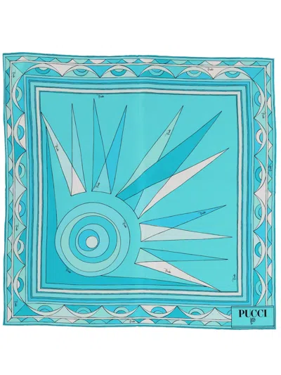 Pucci Silk Scarf In Blue