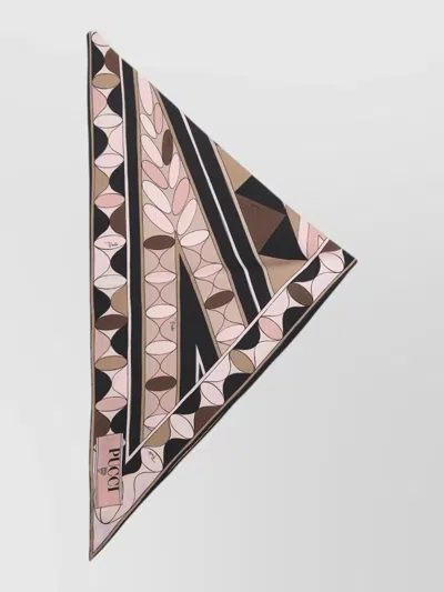Pucci Silk Scarf Geometric Pattern Triangular Shape In Multi