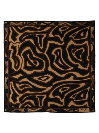 Pucci Silk Scarf In Brown