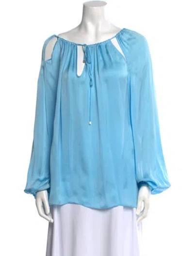 Pre-owned Pucci Silk Scoop Neck Blouse In Blue