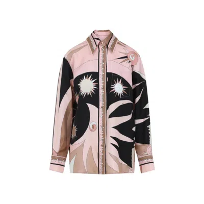 Pucci Silk Shirt With Bold Abstract Patterns In Multi