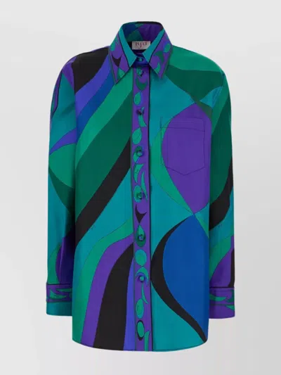 Pucci Silk Shirt With Bold Print And Pocket