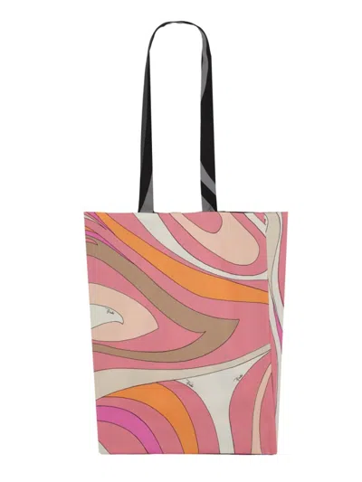 Pucci Silk Shopper Bag With Pattern In Pink