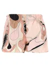 Pucci Silk Shorts With Abstract Print And Satin Finish In Pink