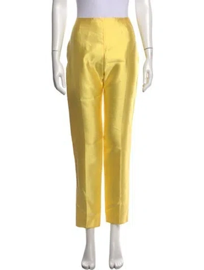 Pre-owned Pucci Silk Straight Leg Pants In Yellow