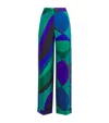 Pucci Pesci-print Silk Twill Straight-leg Pants In Blue