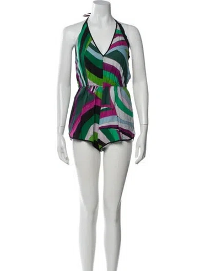 Pre-owned Pucci Silk Striped Romper In Yellow