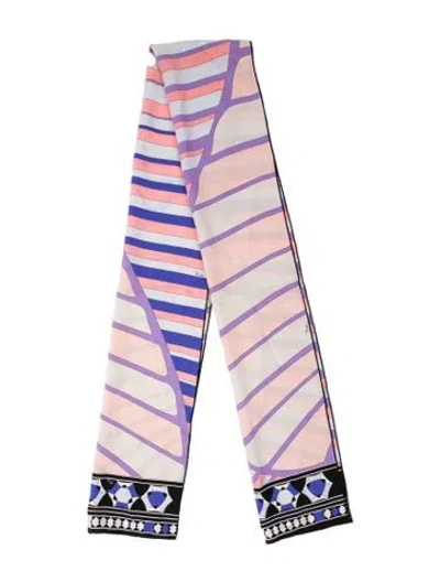 Pre-owned Pucci Silk Striped Scarf In Black