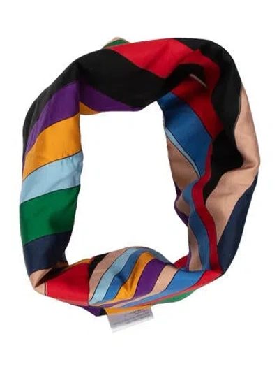 Pre-owned Pucci Silk Striped Scarf In Blue