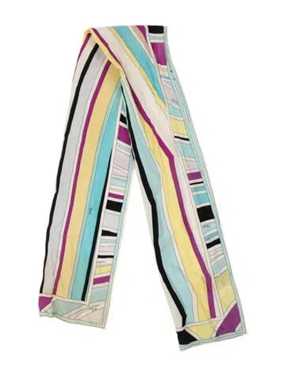 Pre-owned Pucci Silk Striped Scarf In Multi