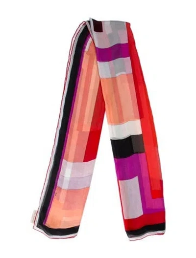 Pre-owned Pucci Silk Striped Scarf In Pink