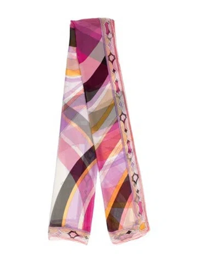 Pre-owned Pucci Silk Striped Scarf In Pink