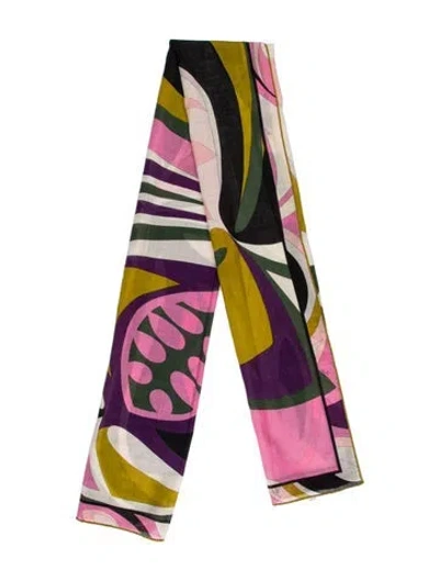 Pre-owned Pucci Silk Striped Scarf In Pink