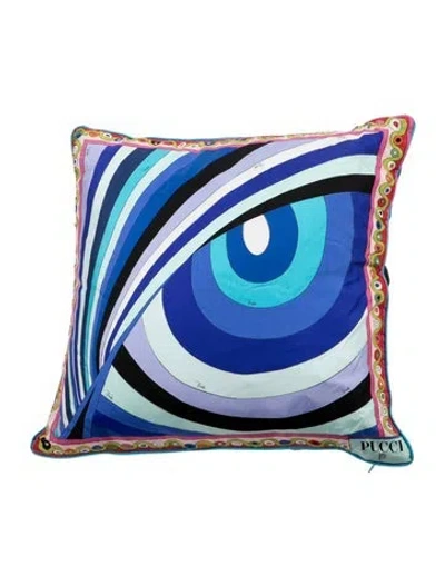 Pre-owned Pucci Silk Throw Pillow In Blue